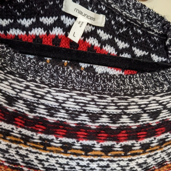 Maurices Holiday Fair Isle Red Black Christmas Sweater SZ L - Picture 4 of 6